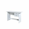 Hodedah 29.5 x 24 x 47 in. Writing Desk with 2-Drawers, White HI425 WHITE